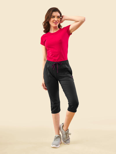 Black 3/4 Capri Track Pant #302