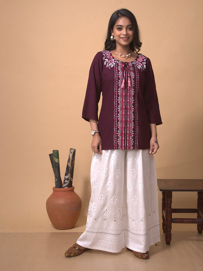 White Chikankari Palazzo