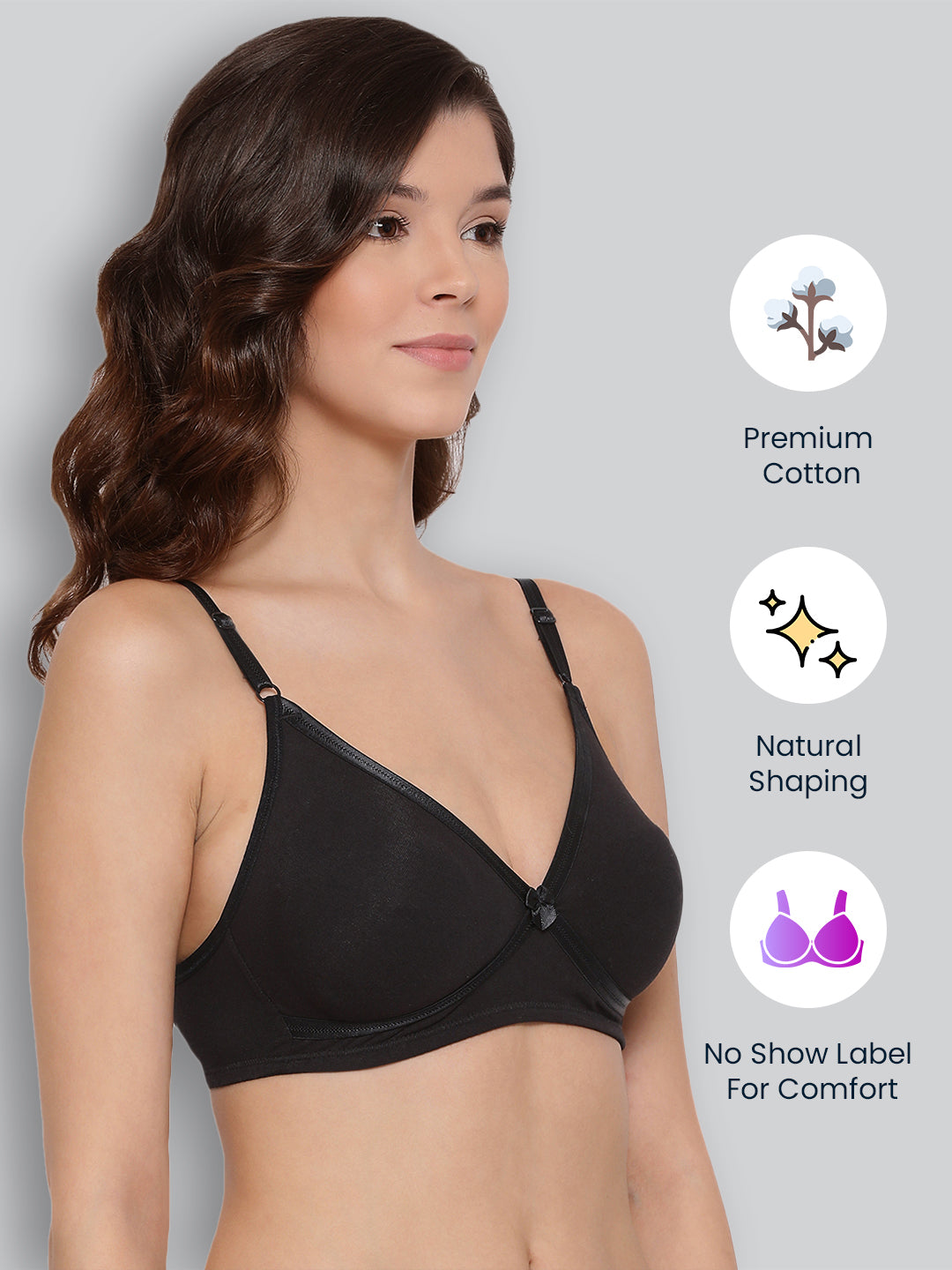 Lyra Lux Lyra 511 Black Cotton Moulded Bras For Women