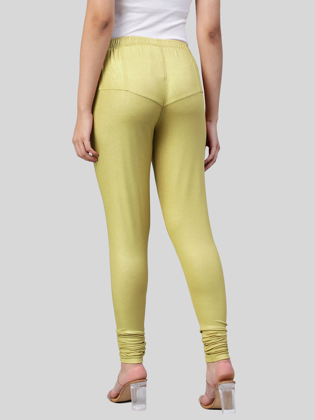 Ladies Leggings Light Gold Leggings Shimmer Premium Churidar Leggings