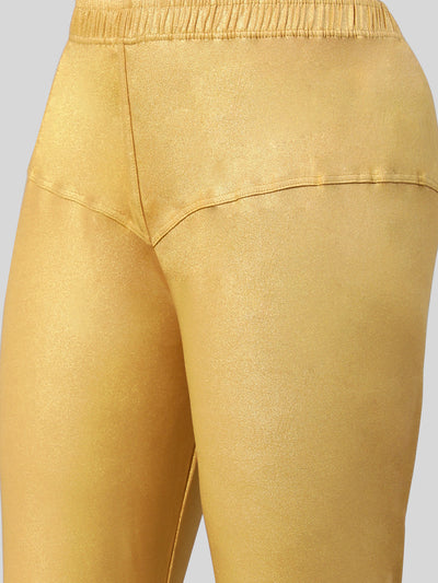 Women Solid Rose Gold Shimmer Leggings – Cherrypick