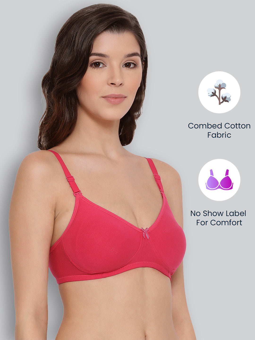Buy AMANTE Magenta Womens Non Padded Underwire Super Support T-Shirt Bra