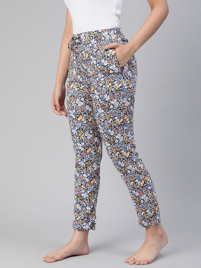Blue Printed Rayon Pyjama #608