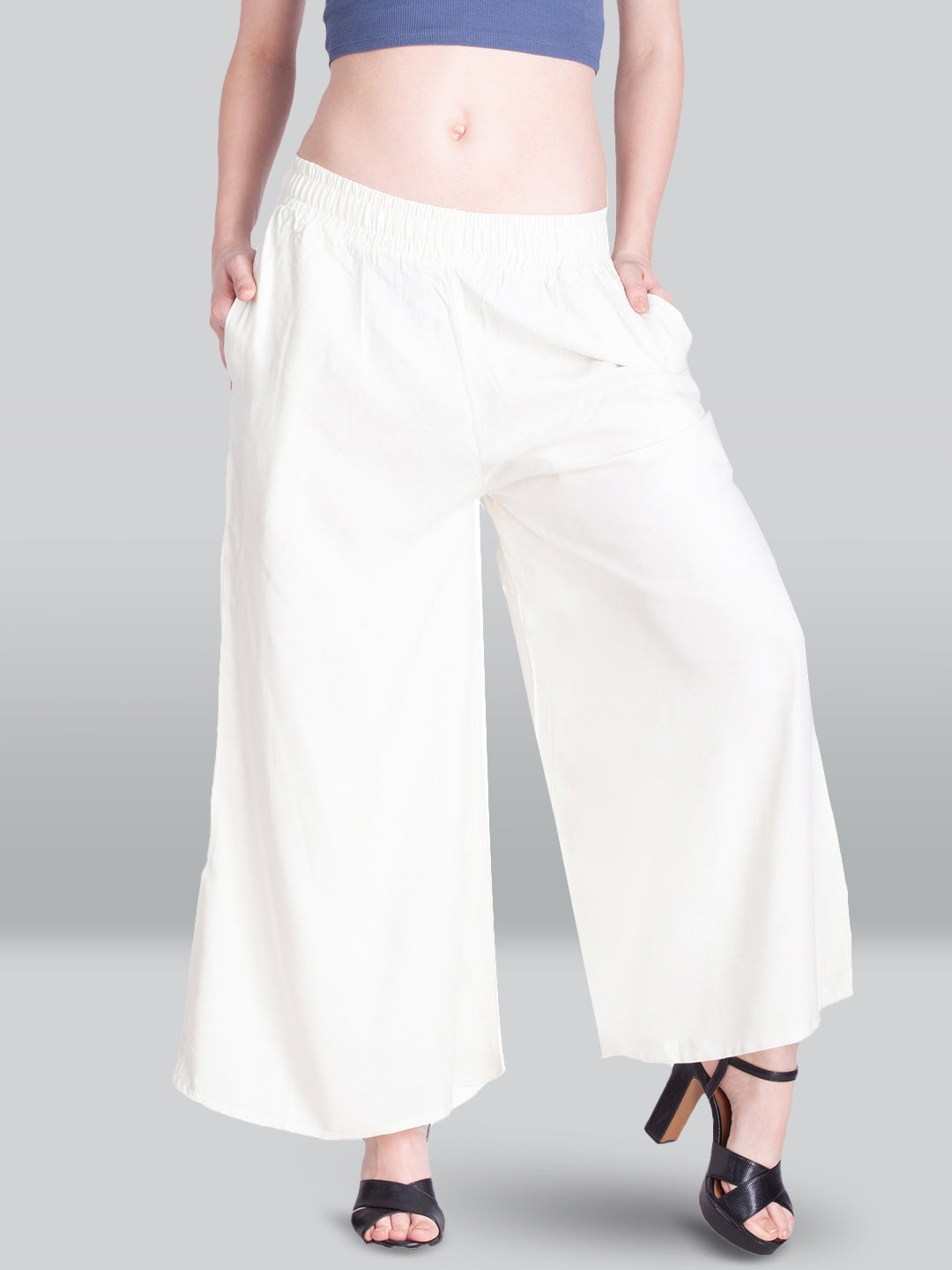 Buy ZINK LONDON White Womens Solid Cut Work Palazzo Pants | Shoppers Stop