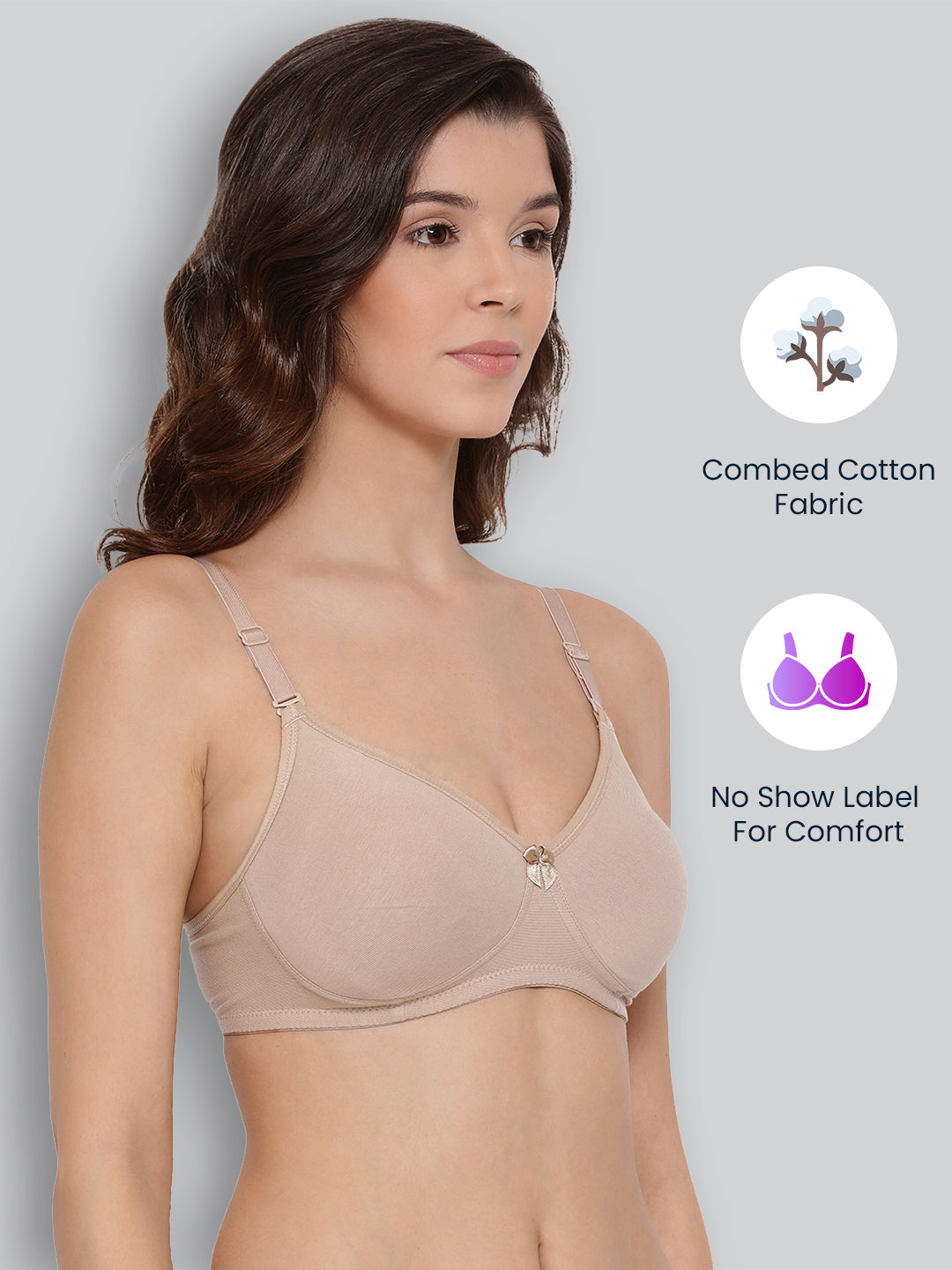 Buy Lyra Padded Non-Wired Full Coverage Cami Bra (Pack of 2) - White Skin  at Rs.938 online