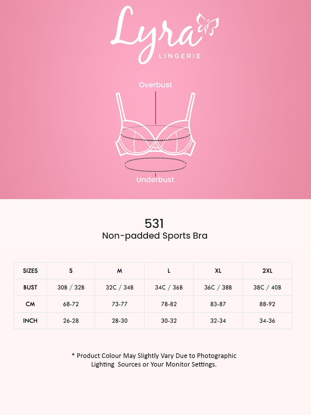 Buy Lyra Women's Non-Padded Sports BRA-531 Sports Bra 531_2PC_Skin  BABYPINK_XXL Online In India At Discounted Prices