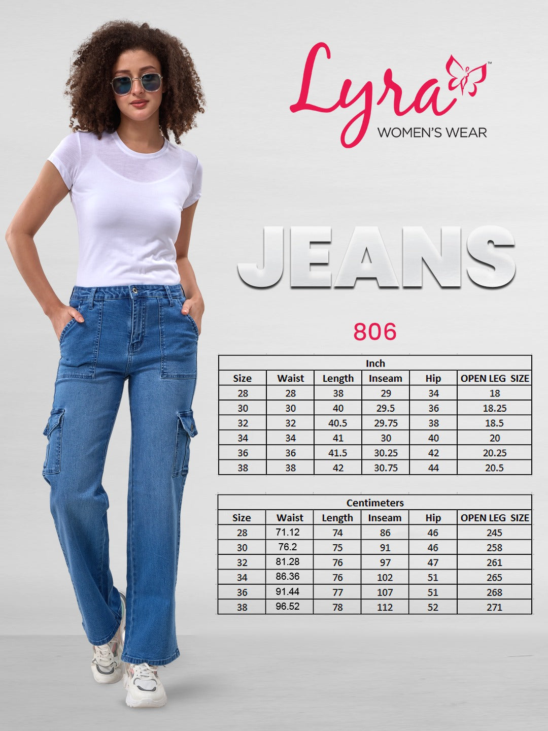 Black Mid-Rise 6 Pockets Stretchable Cargo Jeans #806