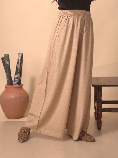 Beige Chikankari Palazzo - LYRA