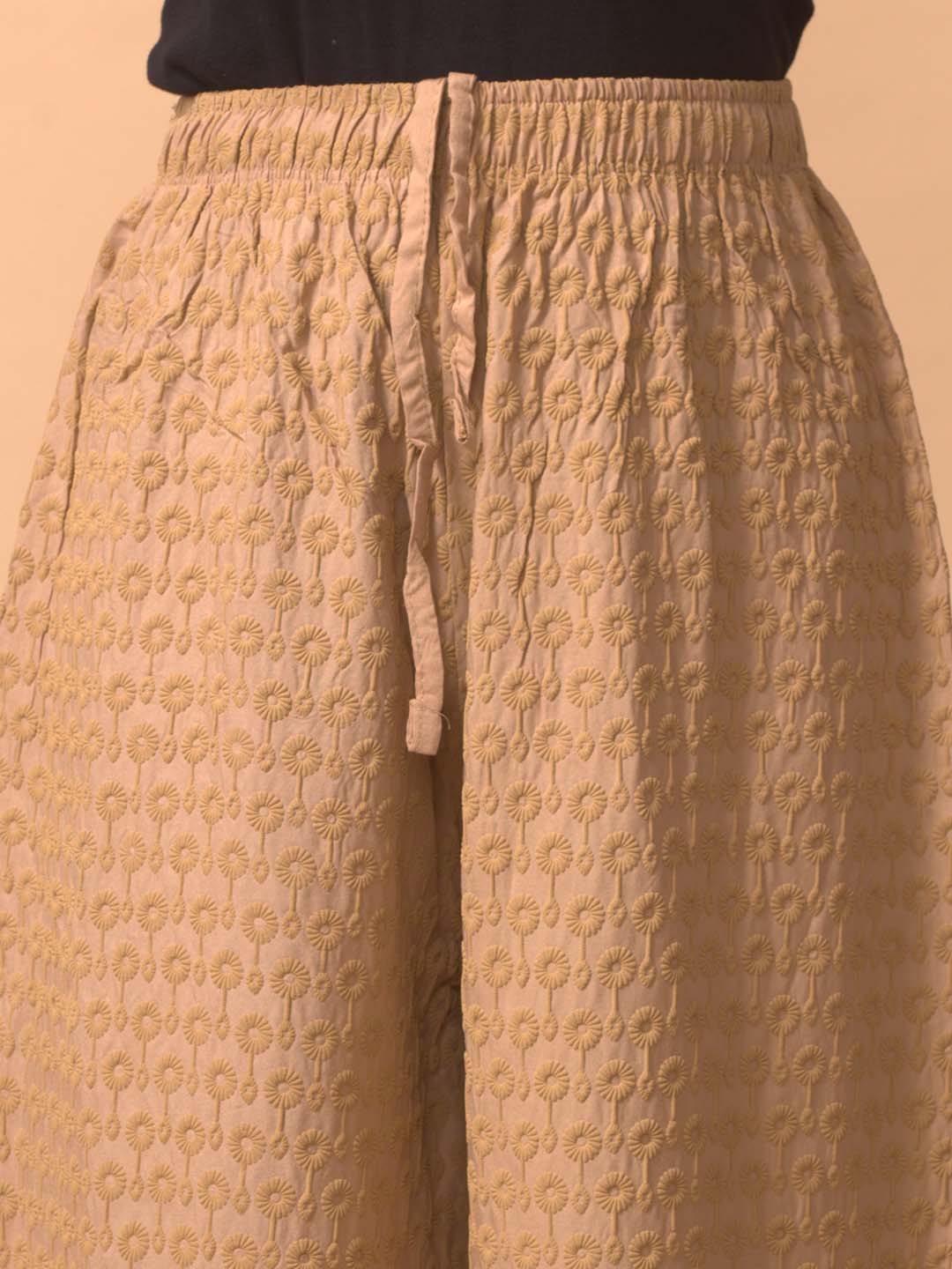 Beige Chikankari Palazzo - LYRA