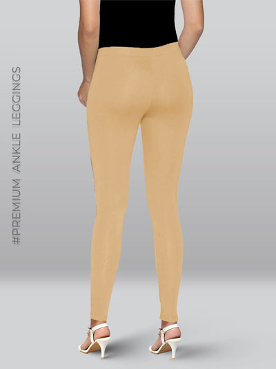 Beige Viscose Ankle Length Leggings - LYRA