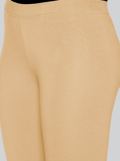 Beige Viscose Ankle Length Leggings - LYRA