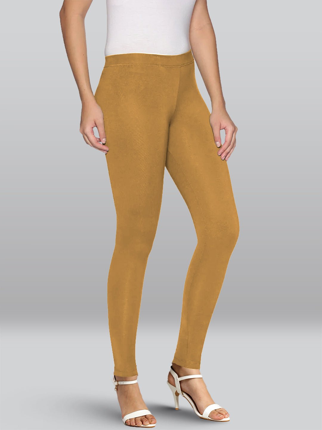 Beige Viscose Ankle Length Leggings - LYRA