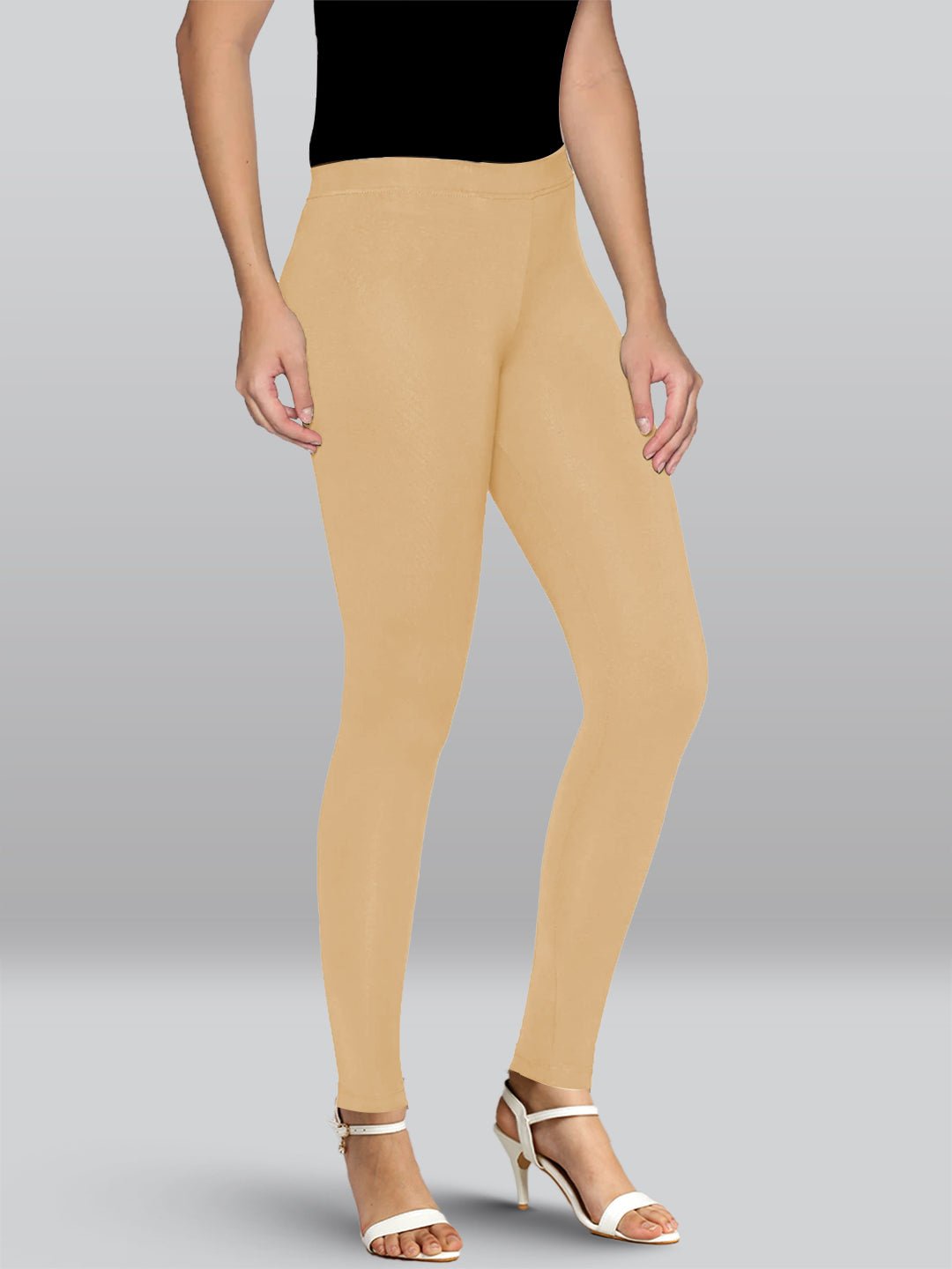 Beige Viscose Ankle Length Leggings - LYRA