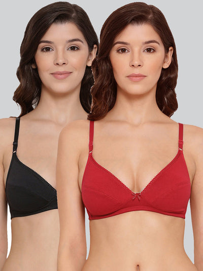 Black and Red Pamela Non - Padded Comfort Bra #501 Combo Pack - LYRA