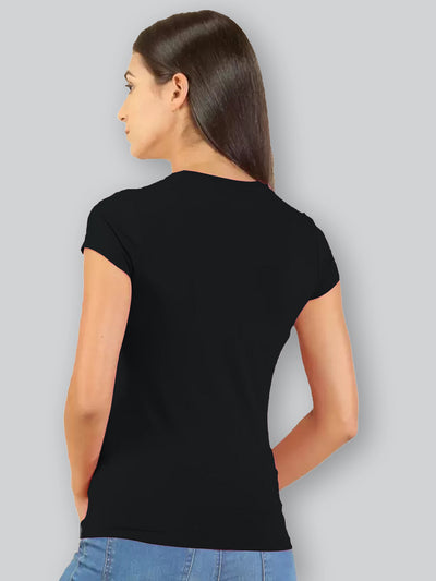 Black Printed Round Neck T-Shirt #403