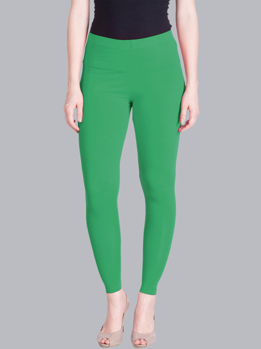 Buy Go Colors Women Green Viscose Ankle Length Leggings online