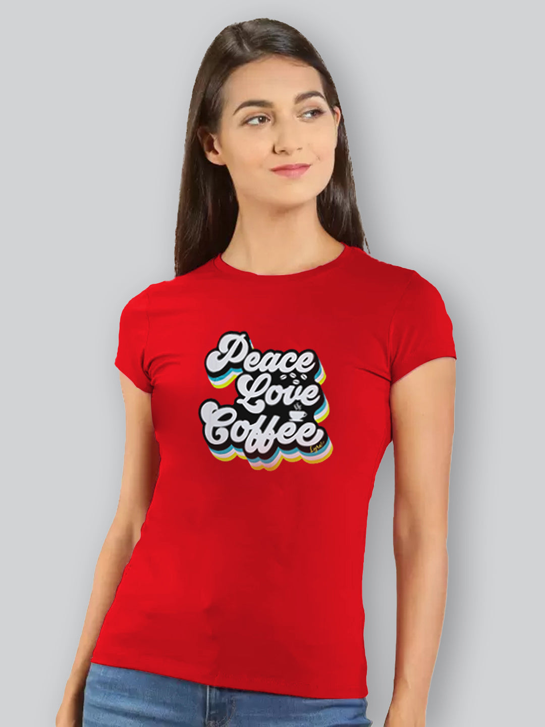 Red Printed Round Neck T-Shirt #403