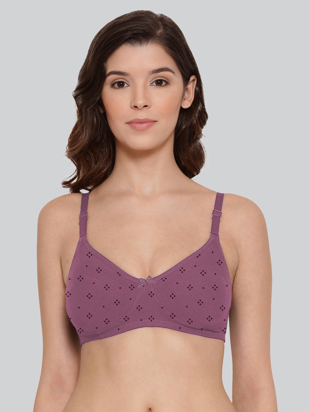 Purple printed non-padded t-shirt bra