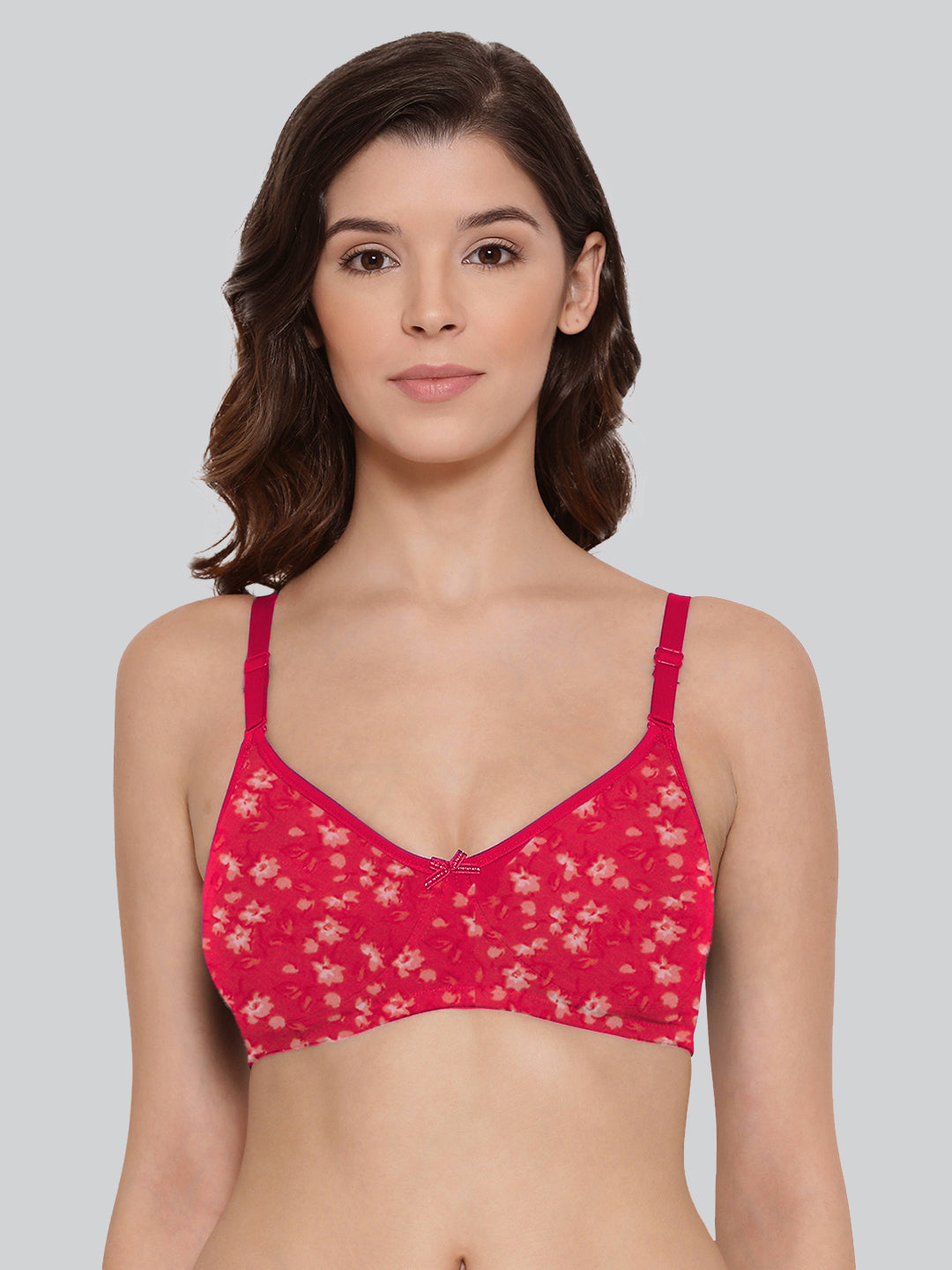 Pink printed non-padded t-shirt bra