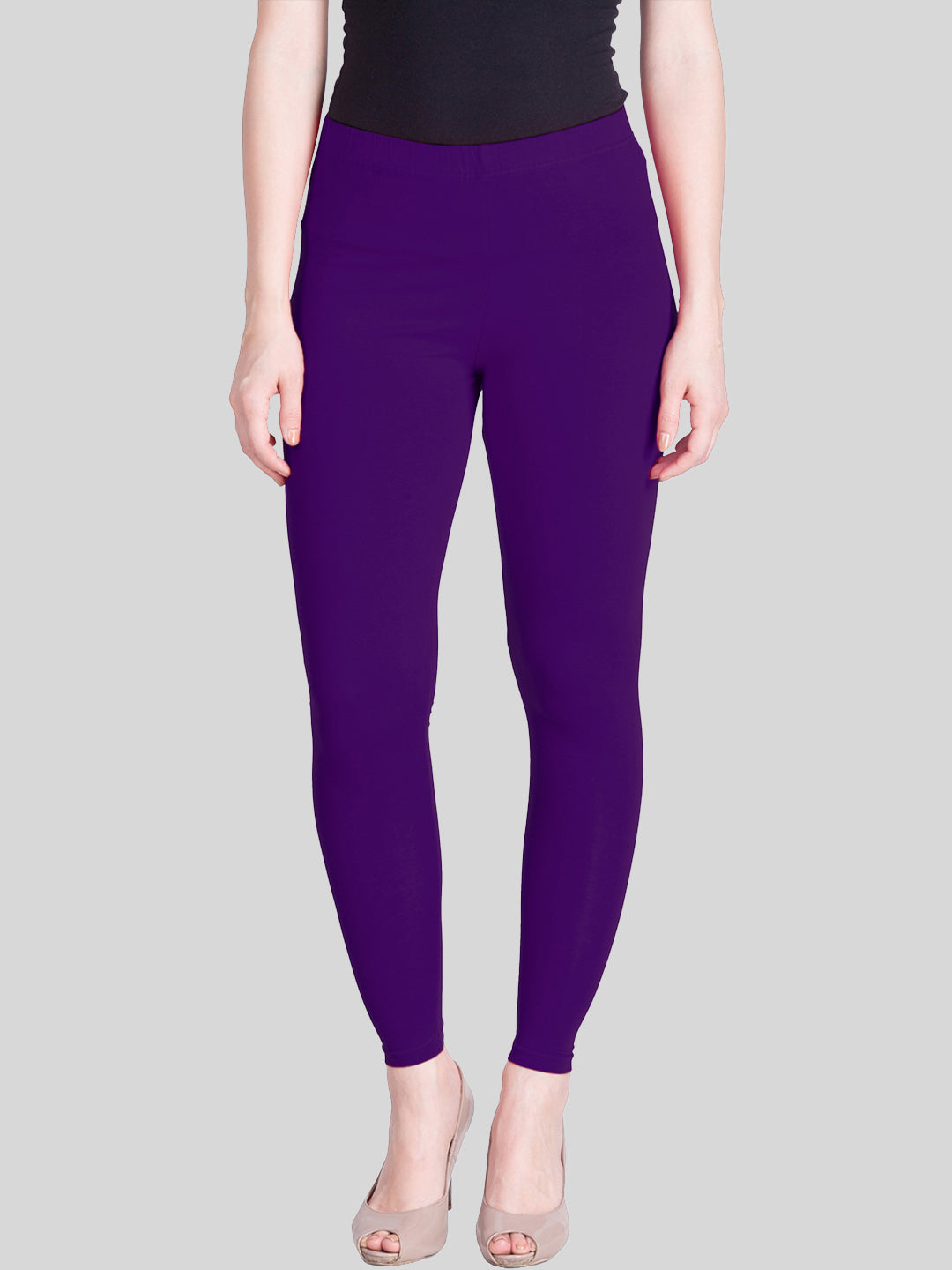 Casual Solid Regular Violet Purple Plus Size Leggings (Women's) 