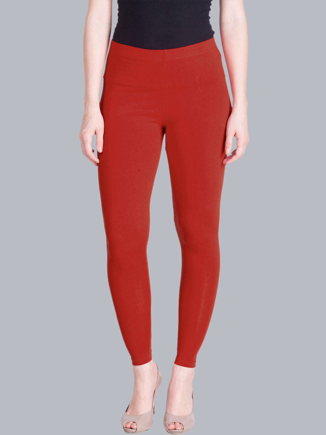 Red Color Cotton Full Length Legging