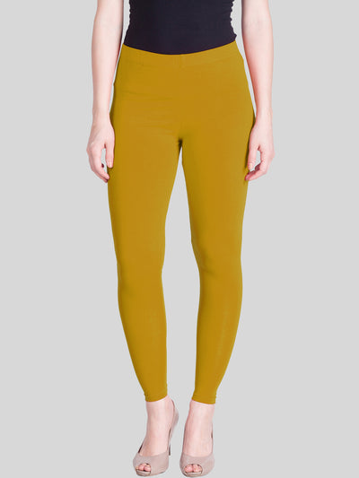 Buy Go Colors Women Bright Yellow Viscose Ankle Length Leggings online