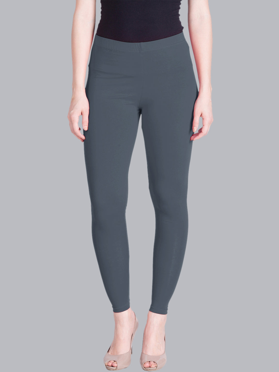 Buy Lux Lyra Women's Regular Fit Cotton Blend Leggings (Ankle-Length-Legging_Steel  Grey_36) at