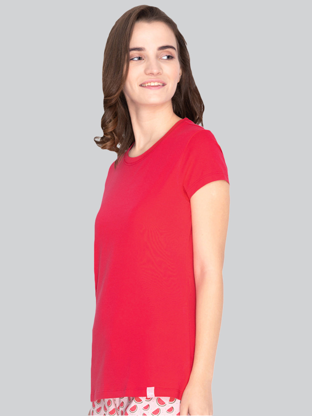 Red round neck tshirt for women