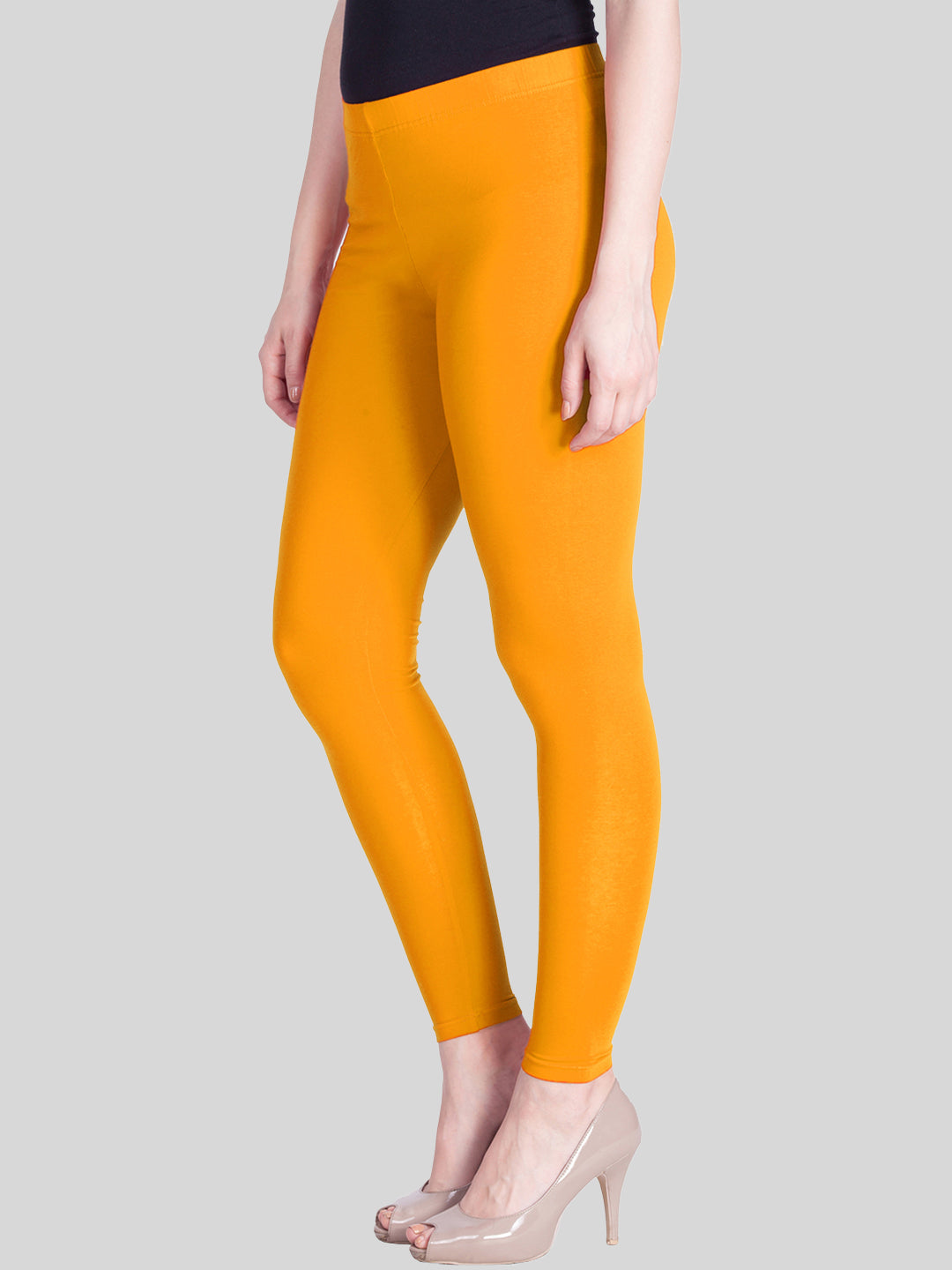 Lyra Pastel Yellow Ankle Length Legging for Women-LYRAA169
