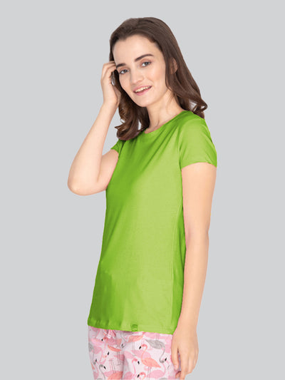 Green Cotton T Shirt For Ladies
