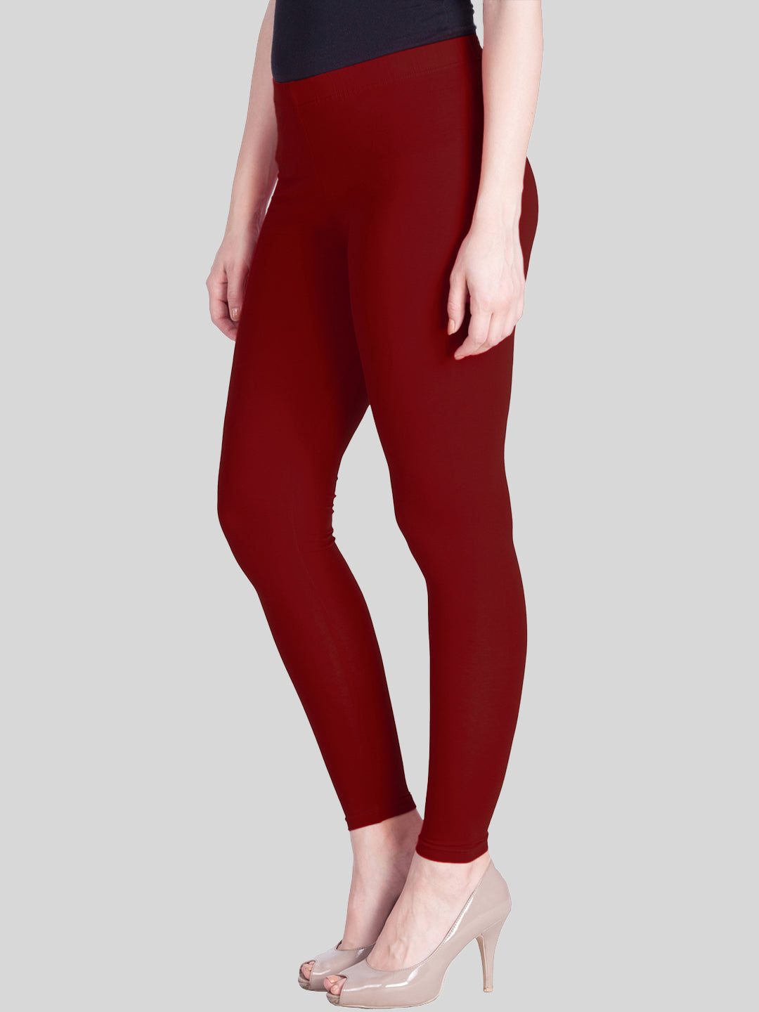 Women's Maroon Color (Pinkish Red) Ankle Length Stretch Legging – Trendsia