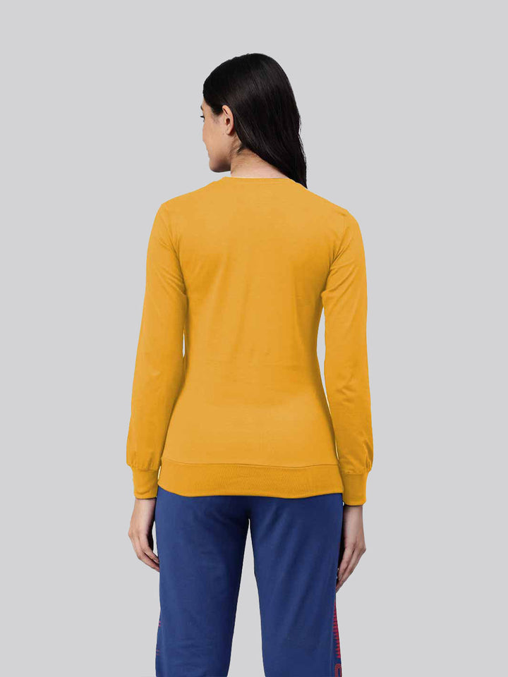 Amoretu Women's Soft Long Sleeve V-Neck Top - Casual Basic Tee Shirt (Yellow, 2XL)
