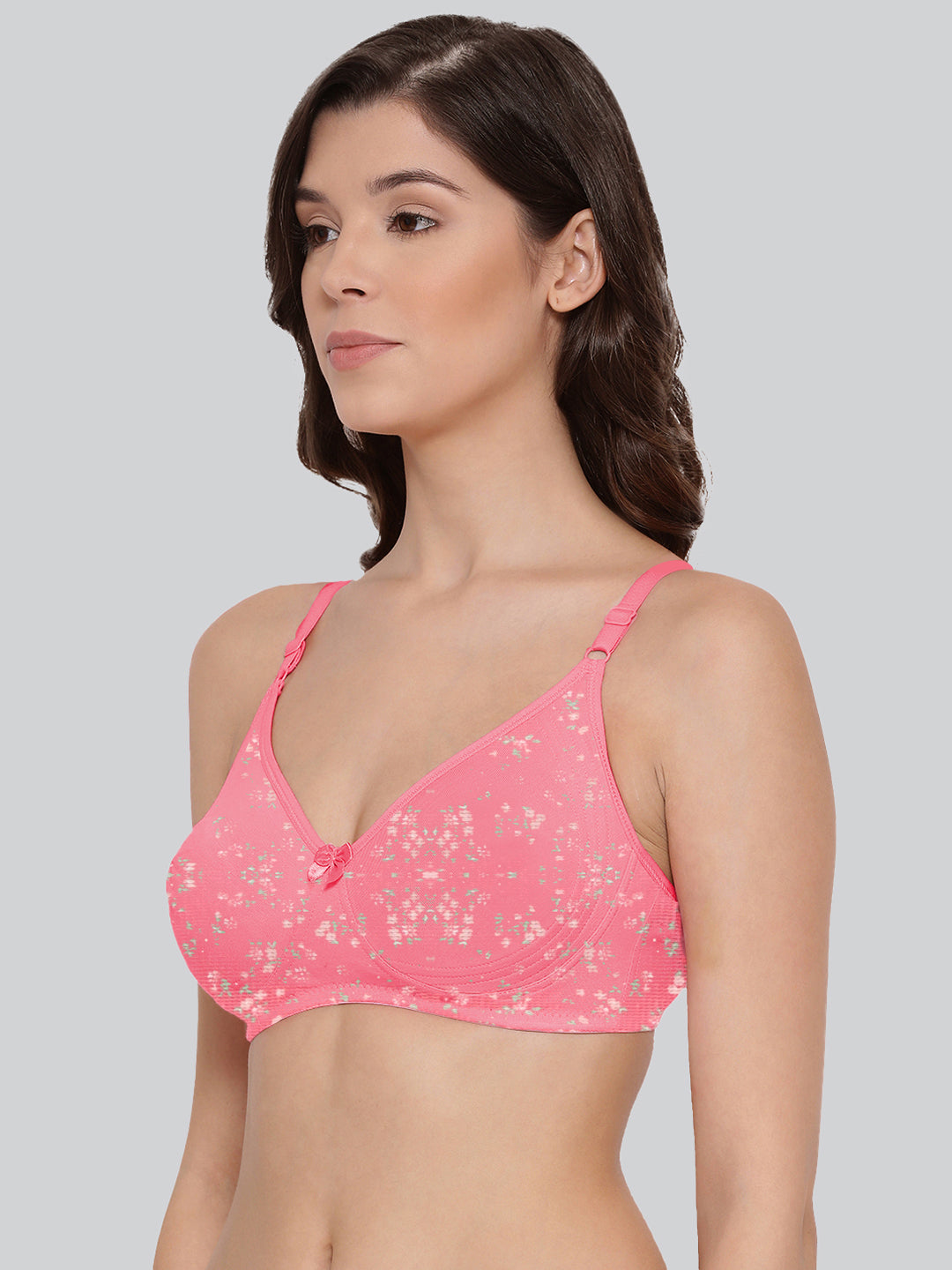 Pink printed Floretta non-padded t-shirt bra