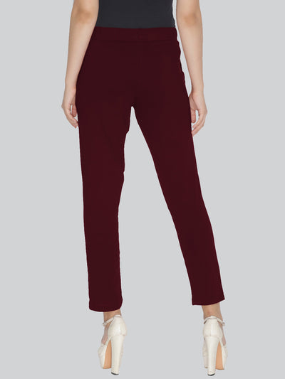 Maroon Stretch Pencil Pant