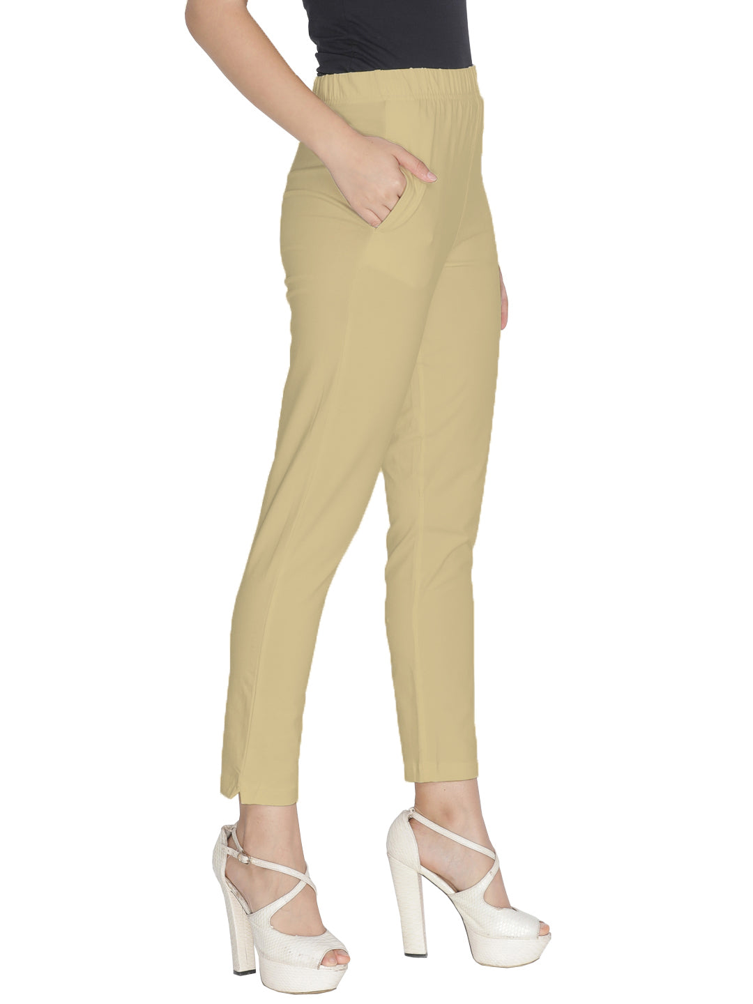 khaadi Embellished Straight Trouser For Women-Beige-BE17756 - BrandsEgo.Com