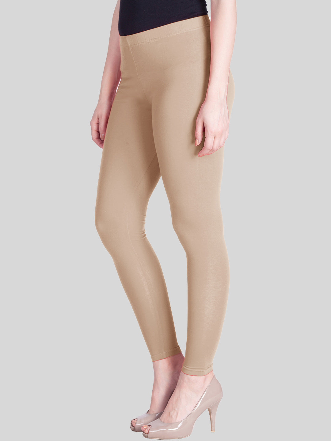 Lyra Brown Cotton Ankle Length Leggings