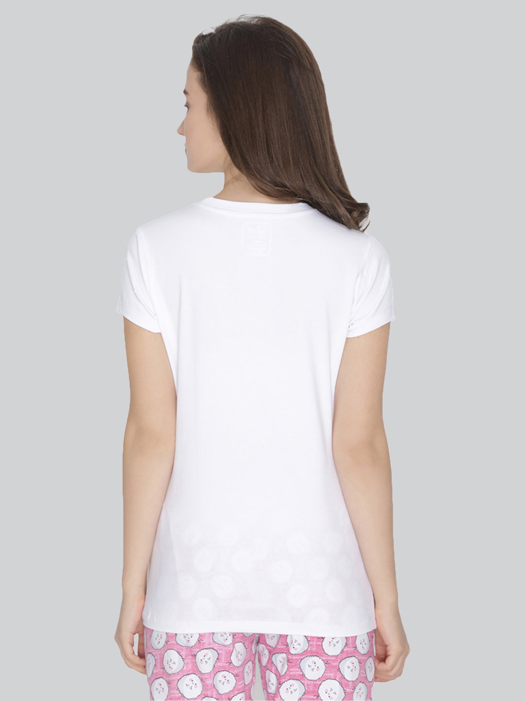 white round neck cotton t shirt for women