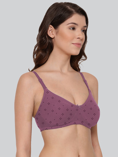 Purple printed non-padded t-shirt bra