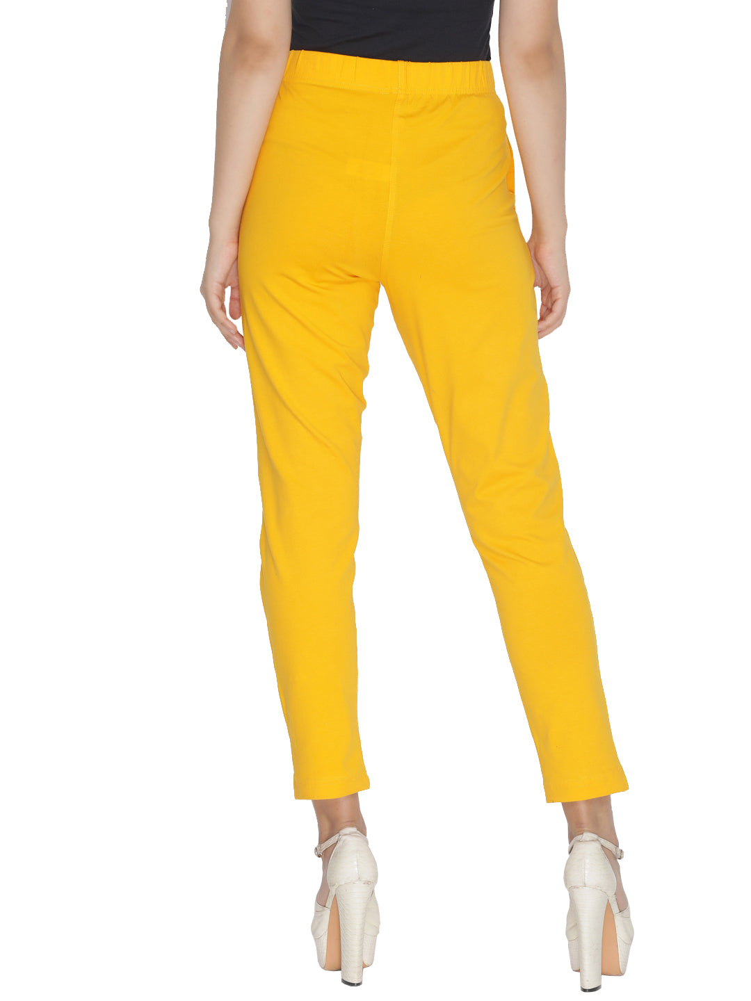 Women Yellow Side Button Track Pants