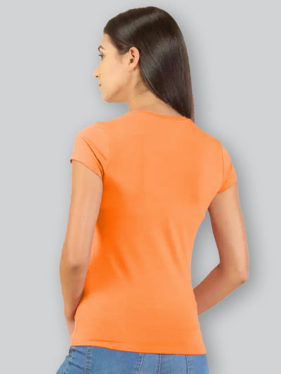 Orange Printed Round Neck T-Shirt #403