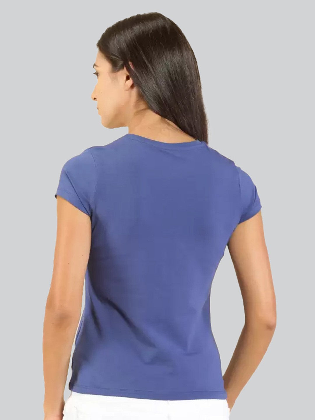 Blue Printed Round Neck T-Shirt #403