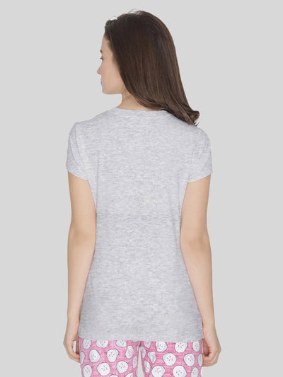 Grey Round Neck T Shirt For Women