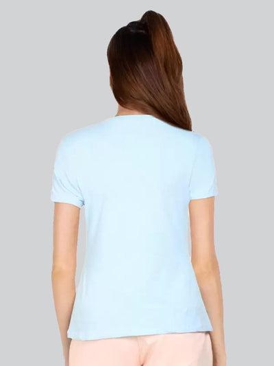 Blue Printed Round Neck T-Shirt #403