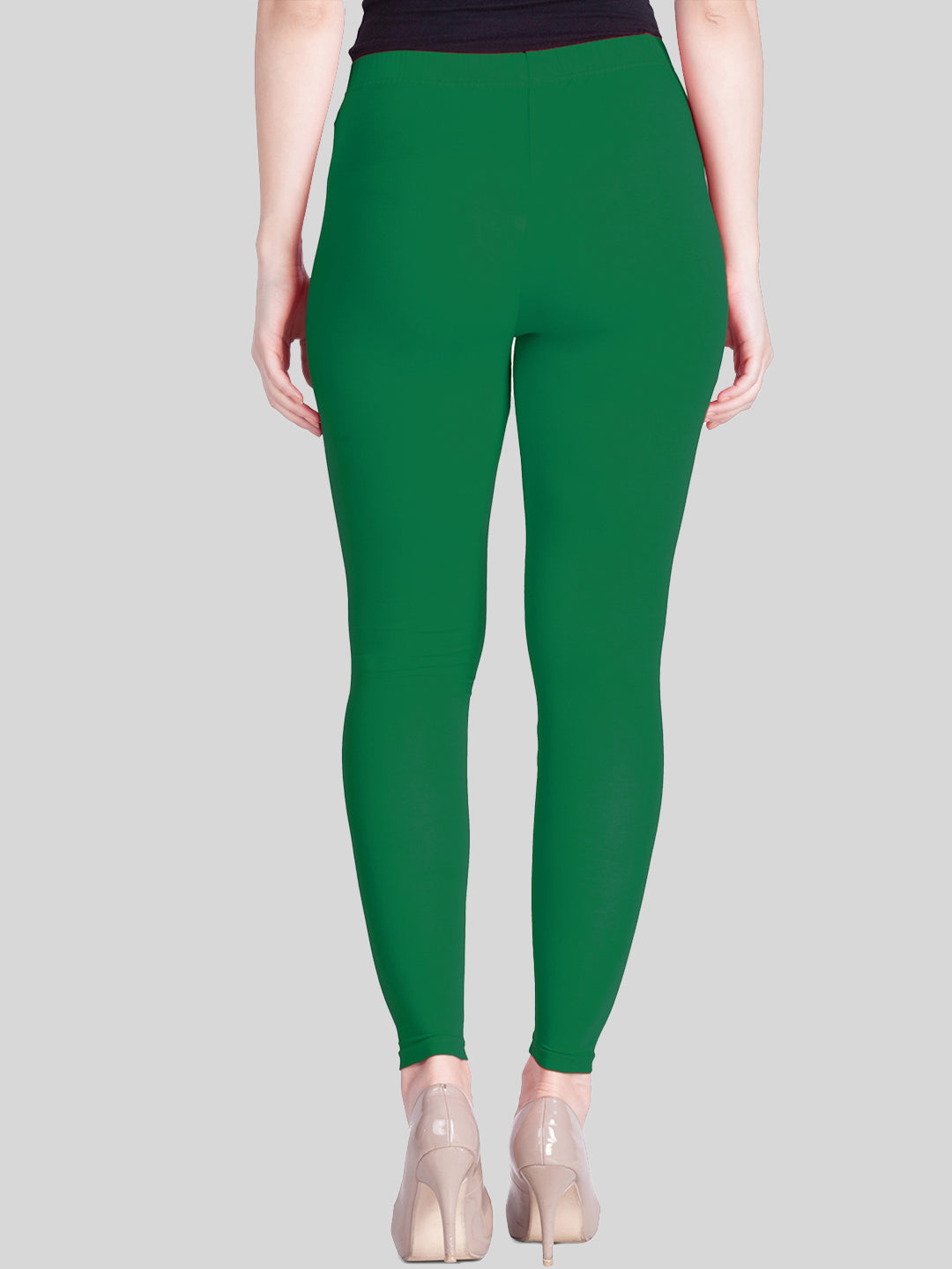 Dazzling Green Colored Casual Wear Ankle Length Leggings