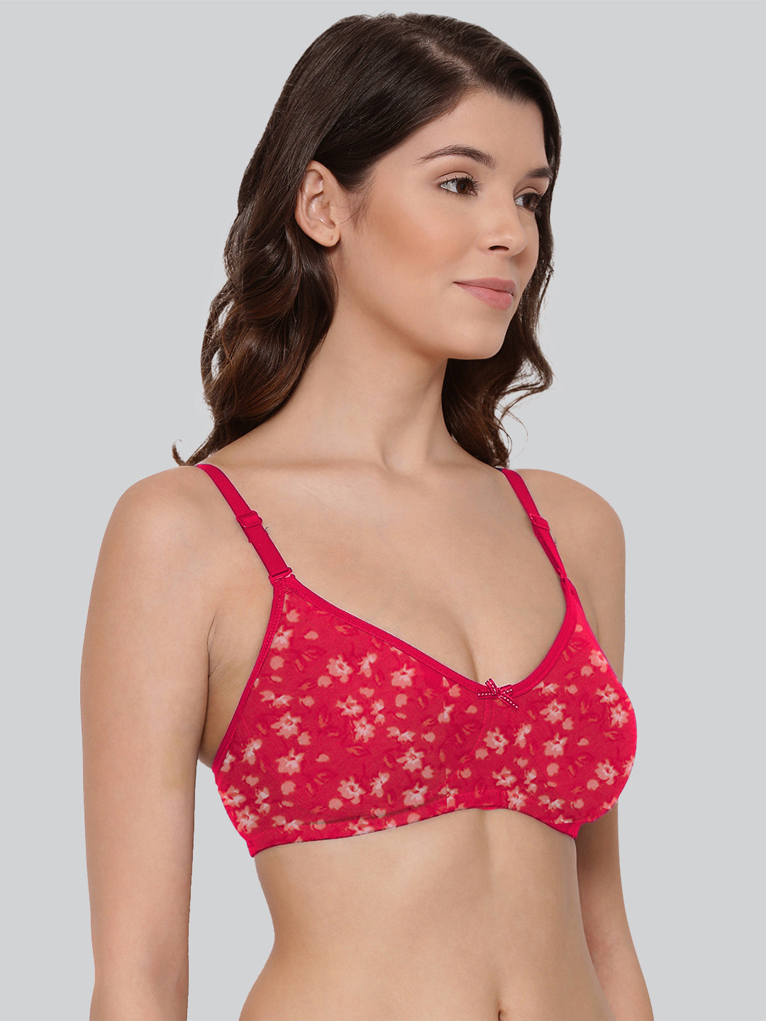 Pink printed non-padded t-shirt bra