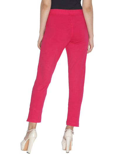 Abril Trousers - High Waisted Cropped Trousers in Hot Pink | Showpo USA