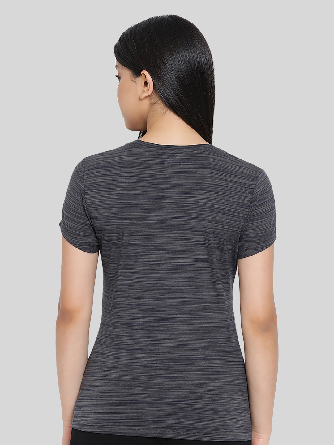 Black Round Neck Space Dyeing T-Shirt #413