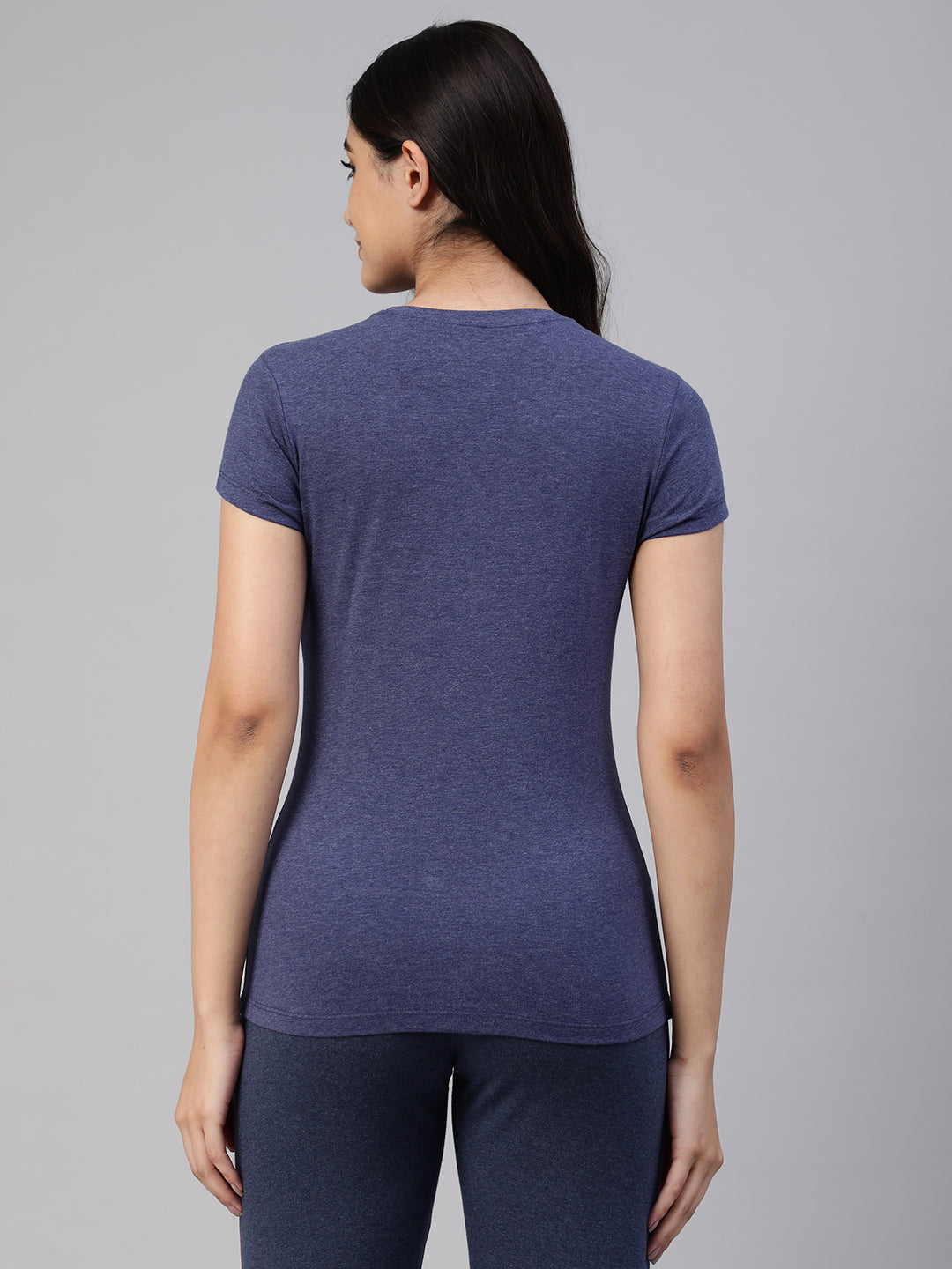 Blue Printed Round Neck T-Shirt #403