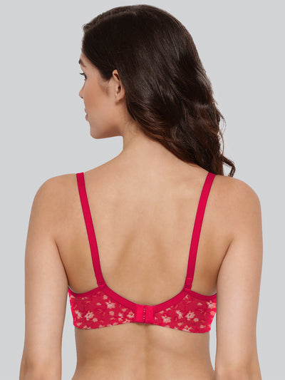 Pink printed non-padded t-shirt bra