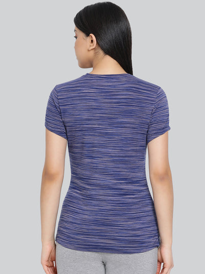 Blue Round Neck Space Dyeing T-Shirt #413